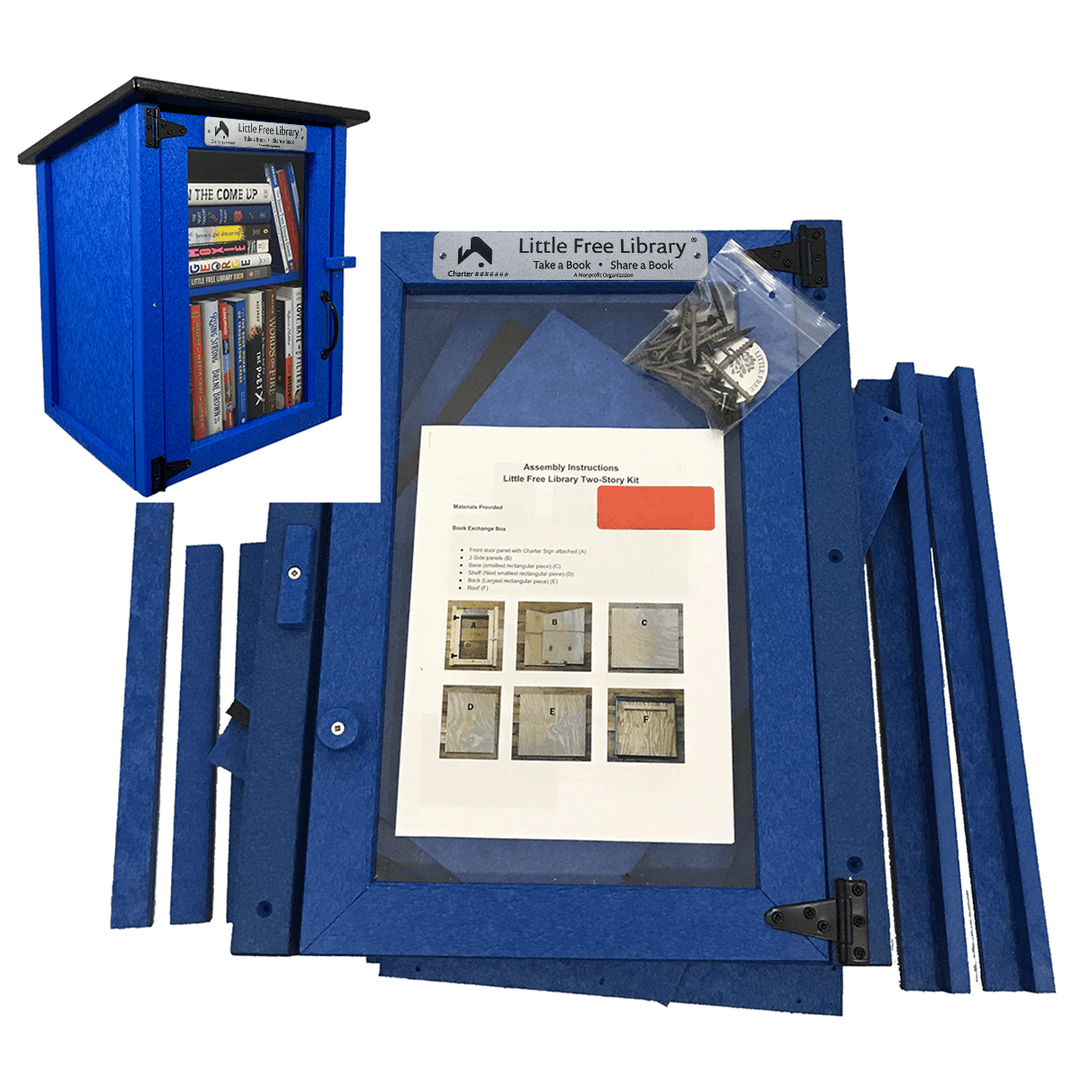 Composite Two Story Blue Kit Little Free Library