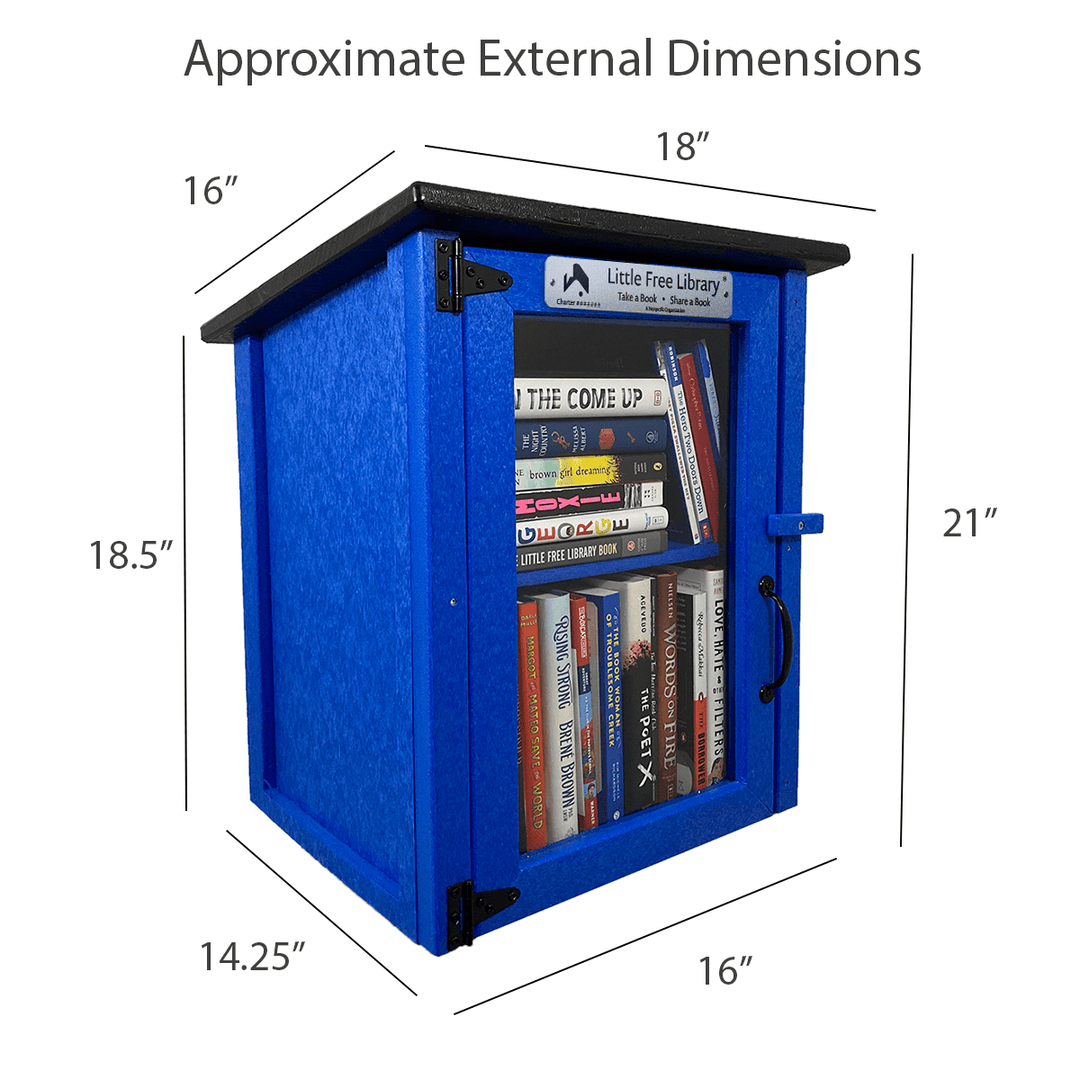 Composite Two Story Blue Little Free Library Dimensions
