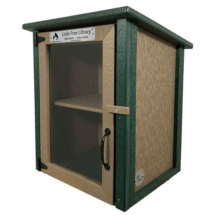 Assembled Composite Two Story Forest Little Free Library with Shelf and Books