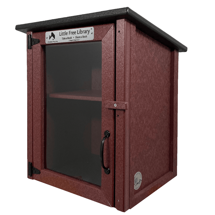 Assembled Composite Two Story Maroon Little Free Library without books