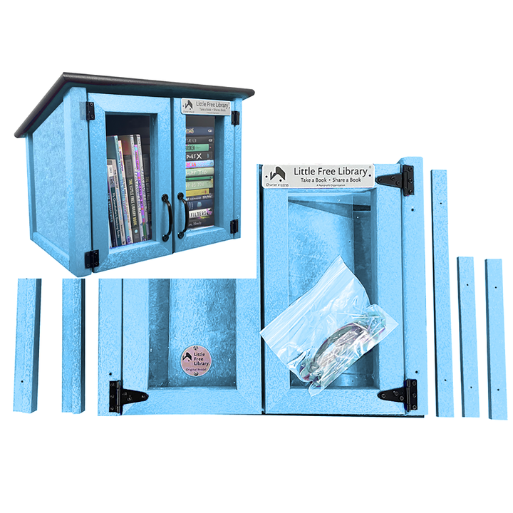 Composite Double Door Cottage Light Blue Kit Little Free Library