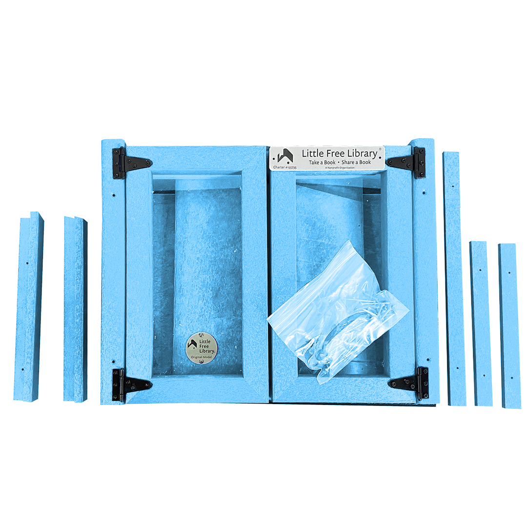 Composite Double Door Cottage Light Blue Kit Little Free Library