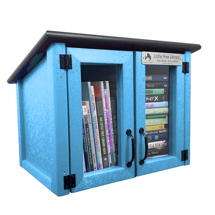 Composite Double Door Cottage Light Blue Little Free Library