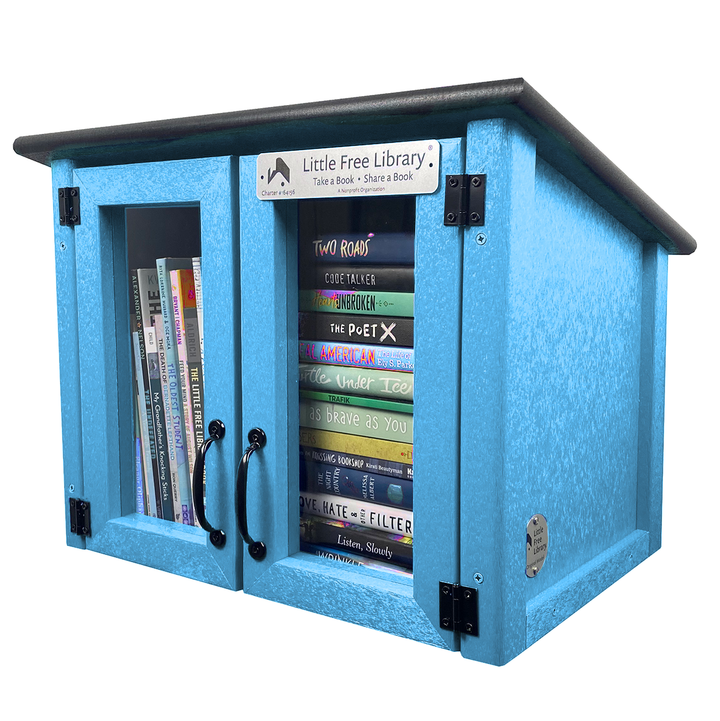 Composite Double Door Cottage Light Blue Little Free Library