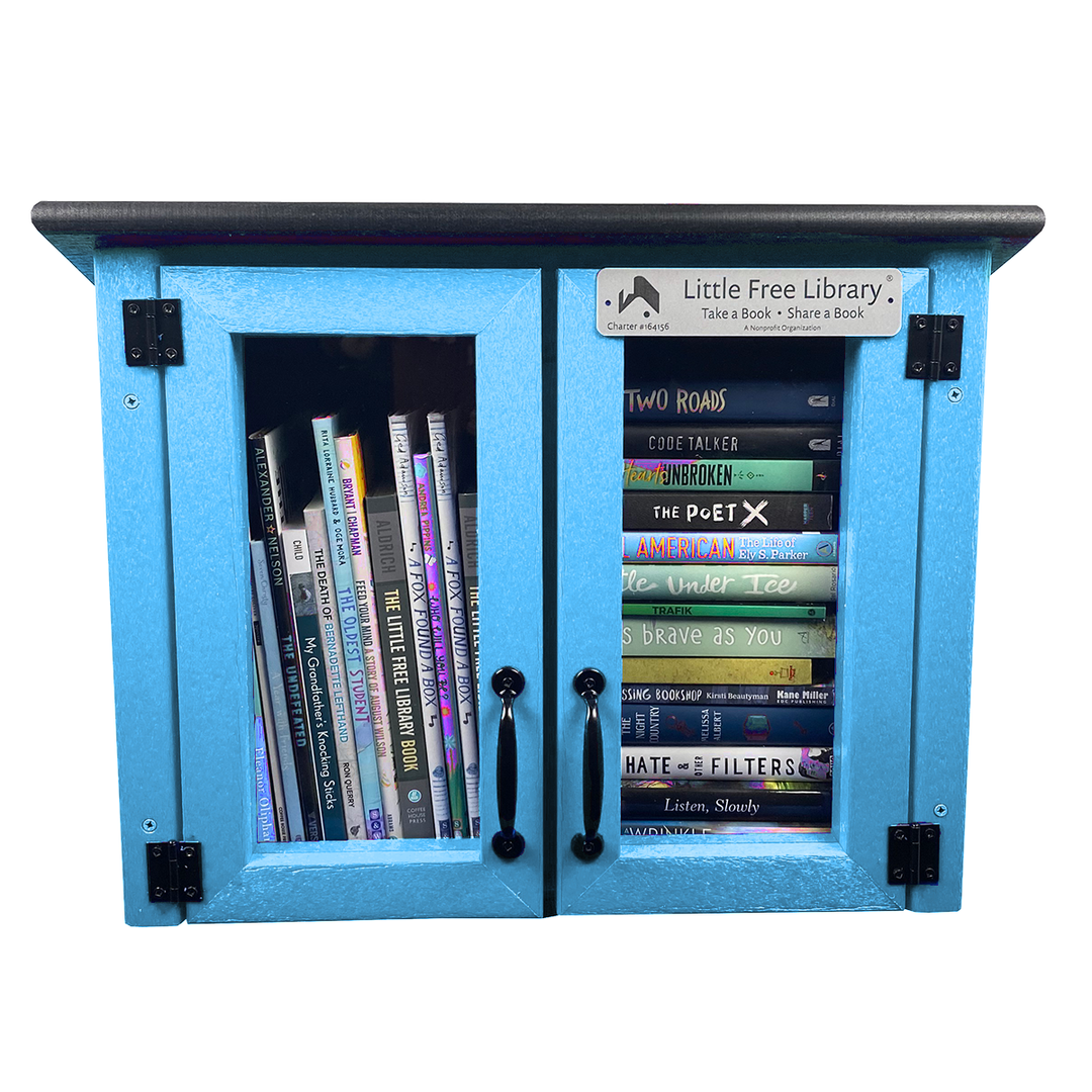 Composite Double Door Cottage Light Blue Little Free Library