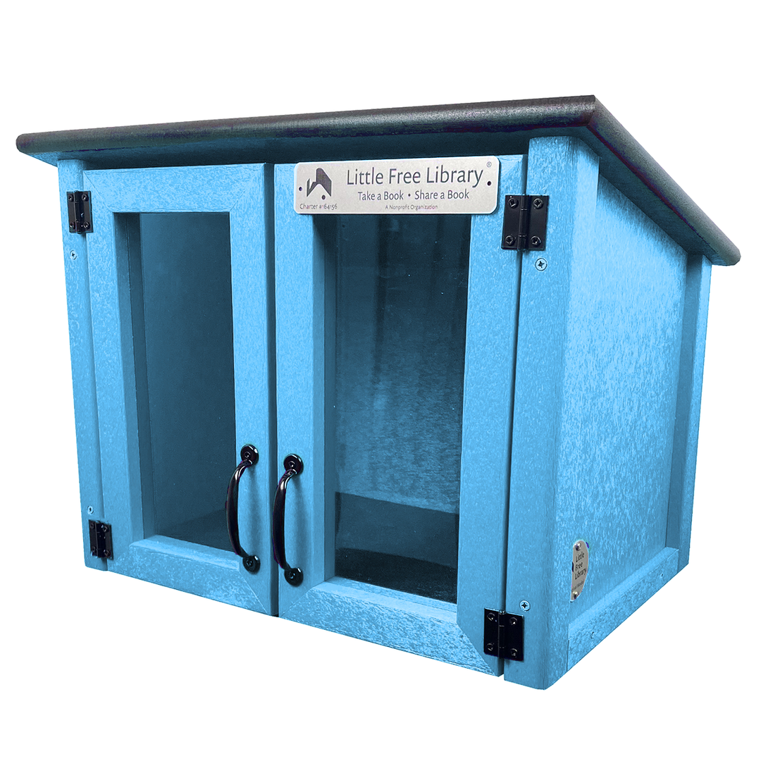 Composite Double Door Cottage Light Blue Little Free Library