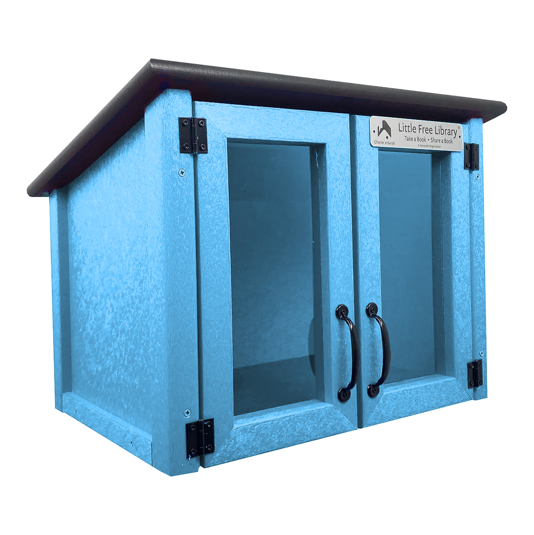 Composite Double Door Cottage Light Blue Little Free Library