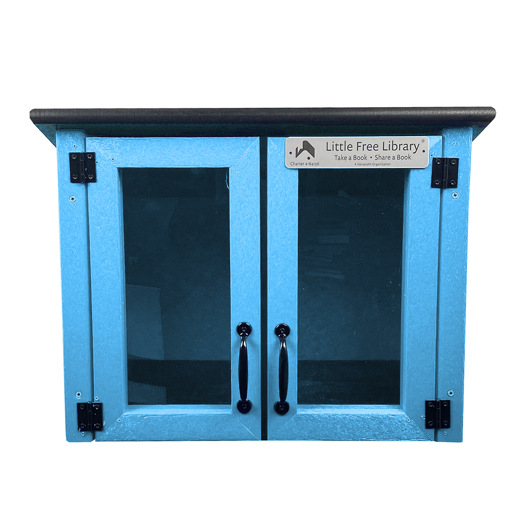 Composite Double Door Cottage Light Blue Little Free Library