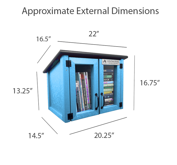 Composite Double Door Cottage Light Blue Little Free Library