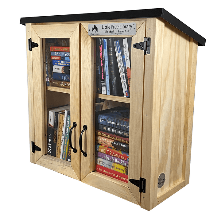 Double Door Shed Unfinished Little Free Library with Books
