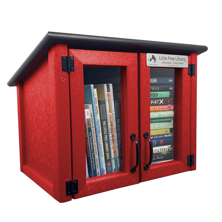Composite Double Door Cottage Red Little Free Library