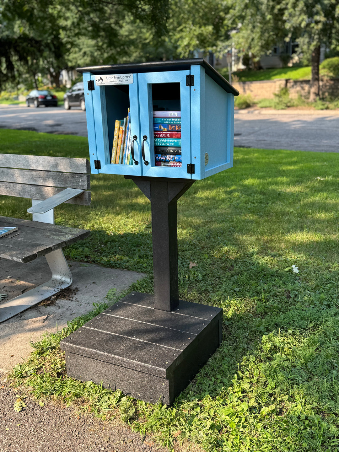 Composite Double Door Cottage Light Blue Little Free Library