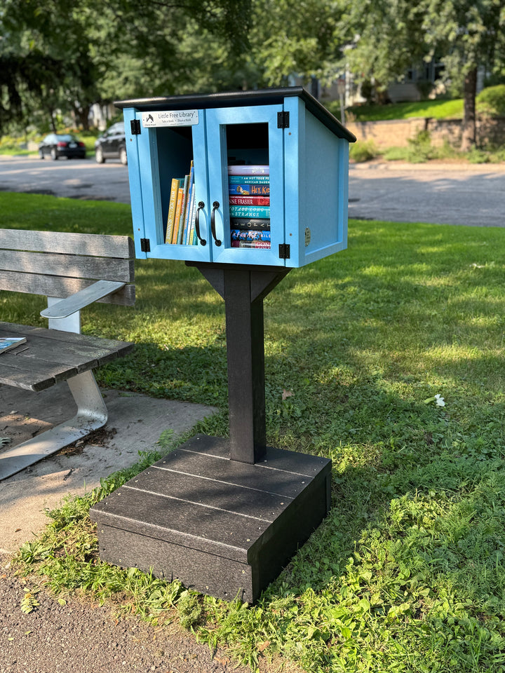 Composite Double Door Cottage Light Blue Little Free Library