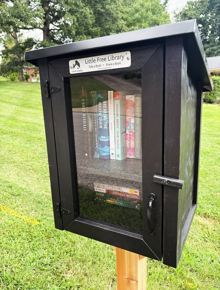 Two Story Shed Black Little Free Library