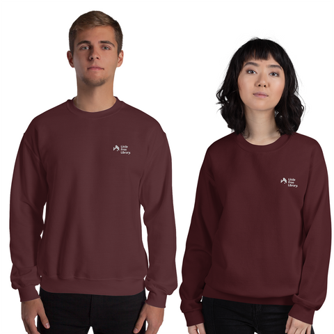 Little Free Library Embroidered Crewneck Maroon