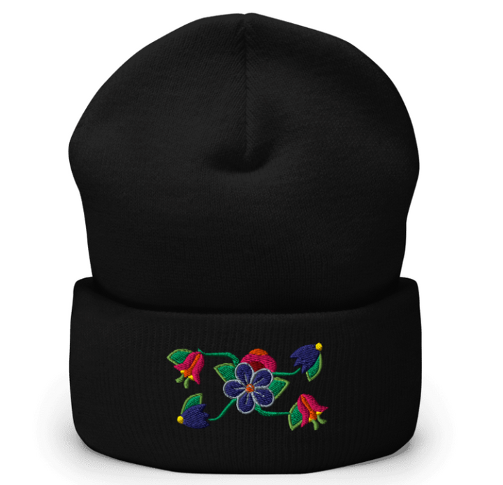 Floral-Embroidered Beanie
