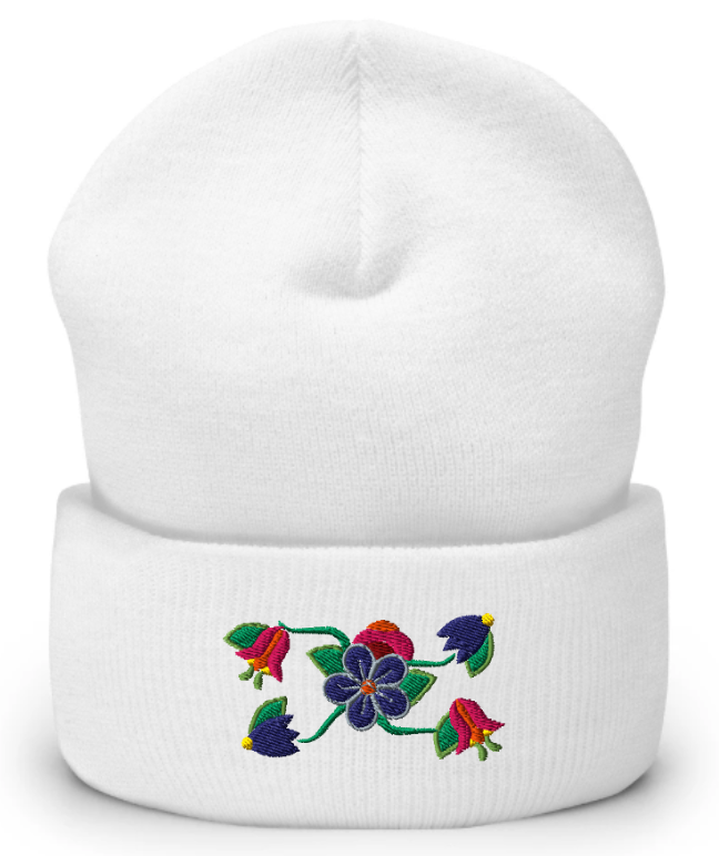 Floral-Embroidered Beanie