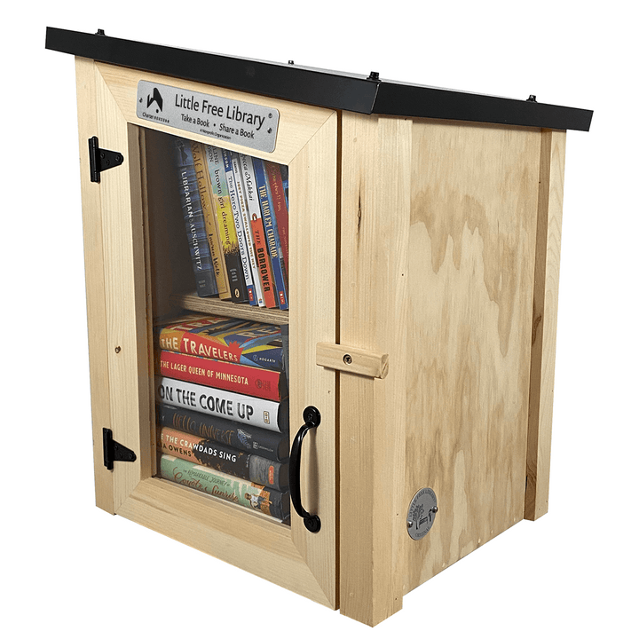 Two Story Modern Unfinished Little Free Library | Front and Side View