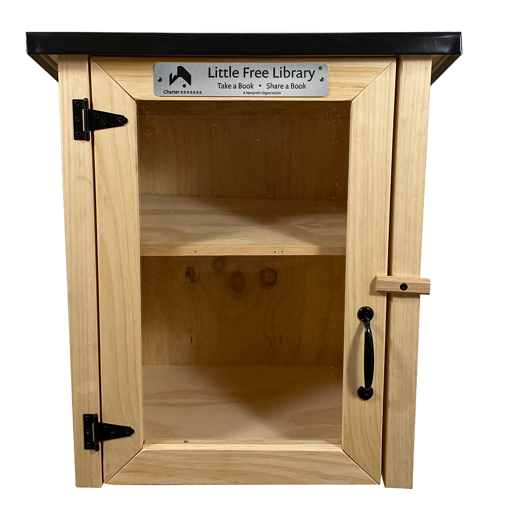 Two Story Shed Unfinished Little Free Library, Front and Side View