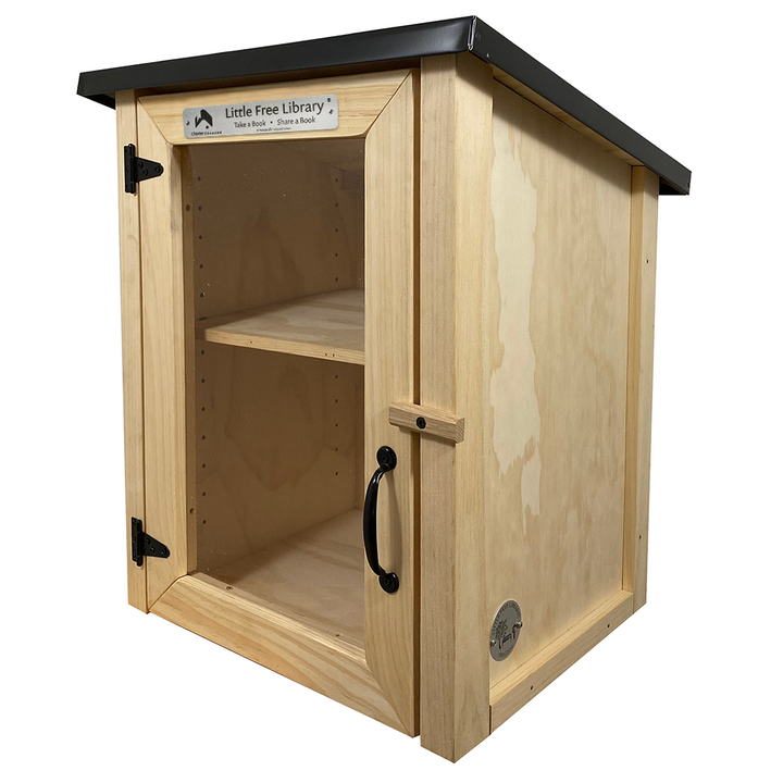 Two Story Shed Unfinished Little Free Library, Front and Side View