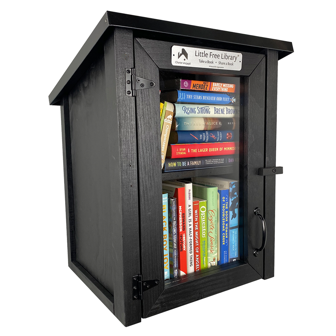 Two Story Shed Black Little Free Library